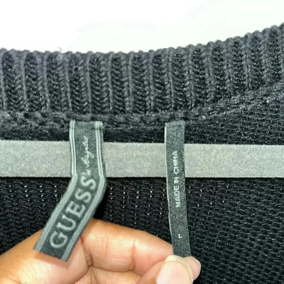 GUESS Women's‎ Black Sheer Open Knit Pullover Sweater Size Large - Picture 4 of 7